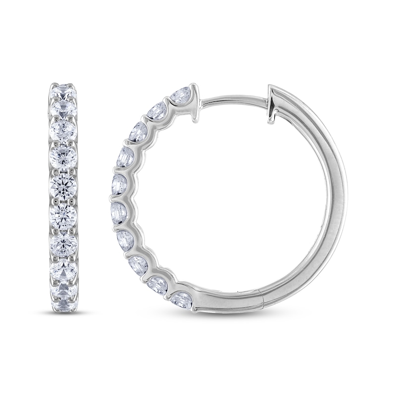 Main Image 3 of THE LEO Diamond Hoop Earrings 1 ct tw 14K White Gold