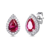 Thumbnail Image 3 of Pear-Shaped Lab-Created Ruby & Round-Cut White Lab-Created Sapphire Stud Earrings, Necklace & Ring Gift Set Sterling Silver 18" - Size 7