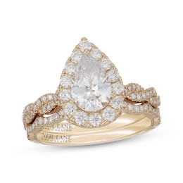 Neil Lane Artistry Pear-Shaped Lab-Grown Diamond Halo Bridal Set 1-7/8 ct tw 14K Yellow Gold