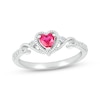 Thumbnail Image 0 of Heart-Shaped Lab-Created Ruby & White Lab-Created Sapphire Ring Sterling Silver