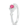 Thumbnail Image 1 of Heart-Shaped Lab-Created Ruby & White Lab-Created Sapphire Ring Sterling Silver