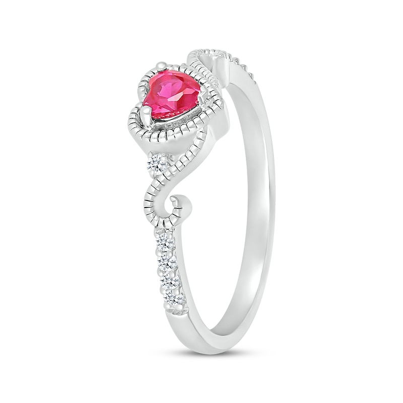 Heart-Shaped Lab-Created Ruby & White Lab-Created Sapphire Ring Sterling Silver