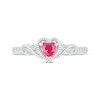 Thumbnail Image 3 of Heart-Shaped Lab-Created Ruby & White Lab-Created Sapphire Ring Sterling Silver