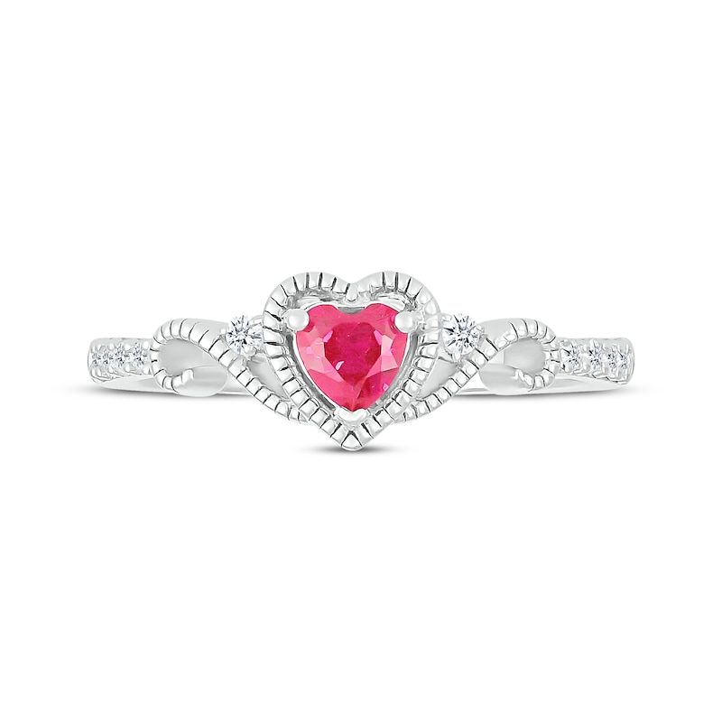 Heart-Shaped Lab-Created Ruby & White Lab-Created Sapphire Ring Sterling Silver