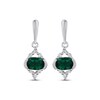 Thumbnail Image 2 of Lab-Created Emerald & White Lab-Created Sapphire Earrings Sterling Silver