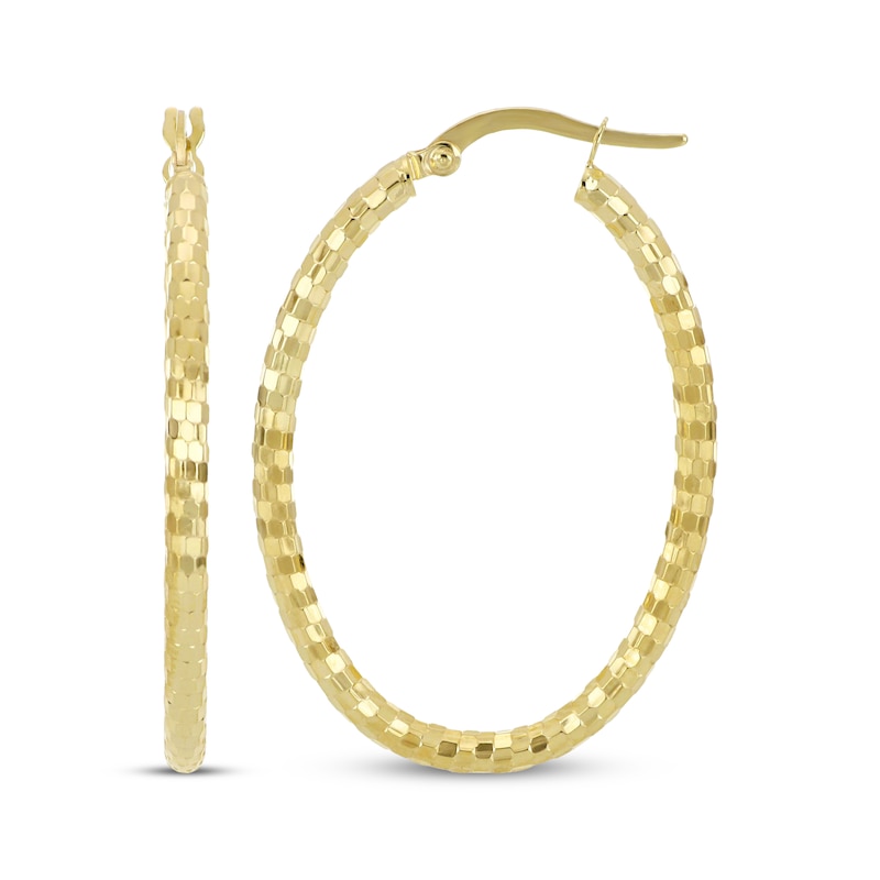 Main Image 1 of Italian Brilliance Diamond-Cut Disco Hoop Earrings 14K Yellow Gold 25mm