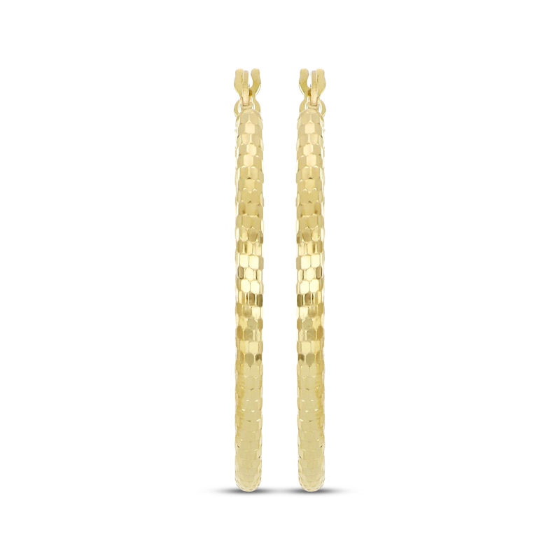 Main Image 2 of Italian Brilliance Diamond-Cut Disco Hoop Earrings 14K Yellow Gold 25mm