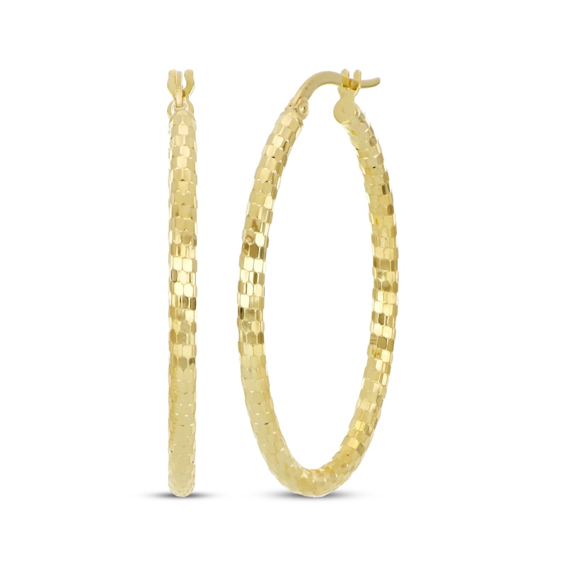 Main Image 3 of Italian Brilliance Diamond-Cut Disco Hoop Earrings 14K Yellow Gold 25mm