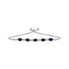 Thumbnail Image 1 of Oval-Cut Blue Lab-Created Sapphire & White Lab-Created Sapphire Bolo Bracelet Sterling Silver