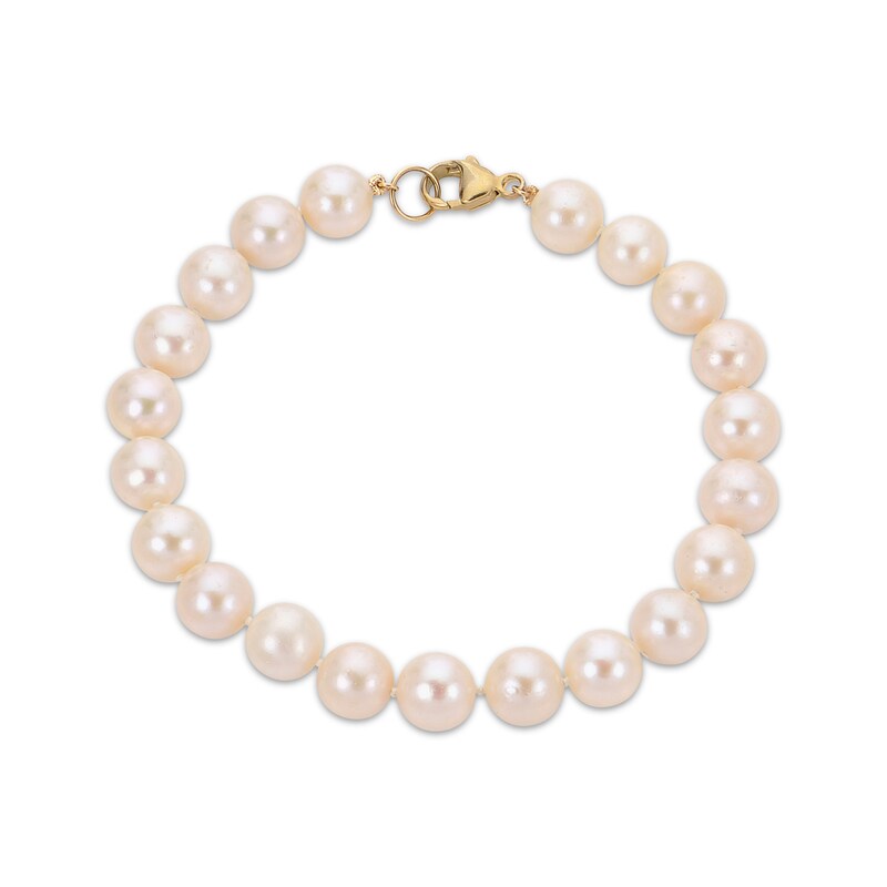 Main Image 1 of Men's Cultured Pearl Strand Bracelet 9.3mm 14K Yellow Gold 8.5"