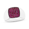 Thumbnail Image 0 of Men's Lab-Created Ruby Cushion-Shaped Ring Sterling Silver