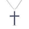 Thumbnail Image 0 of Men's Lab-Created Sapphire Cross Necklace Sterling Silver 22"