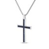 Thumbnail Image 1 of Men's Lab-Created Sapphire Cross Necklace Sterling Silver 22"