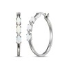 Thumbnail Image 1 of Oval-Cut Lab-Created Opal & White Lab-Created Sapphire Hoop Earrings Sterling Silver