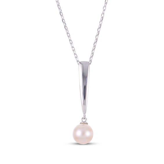 Cultured Pearl Drop Necklace Sterling Silver 18"