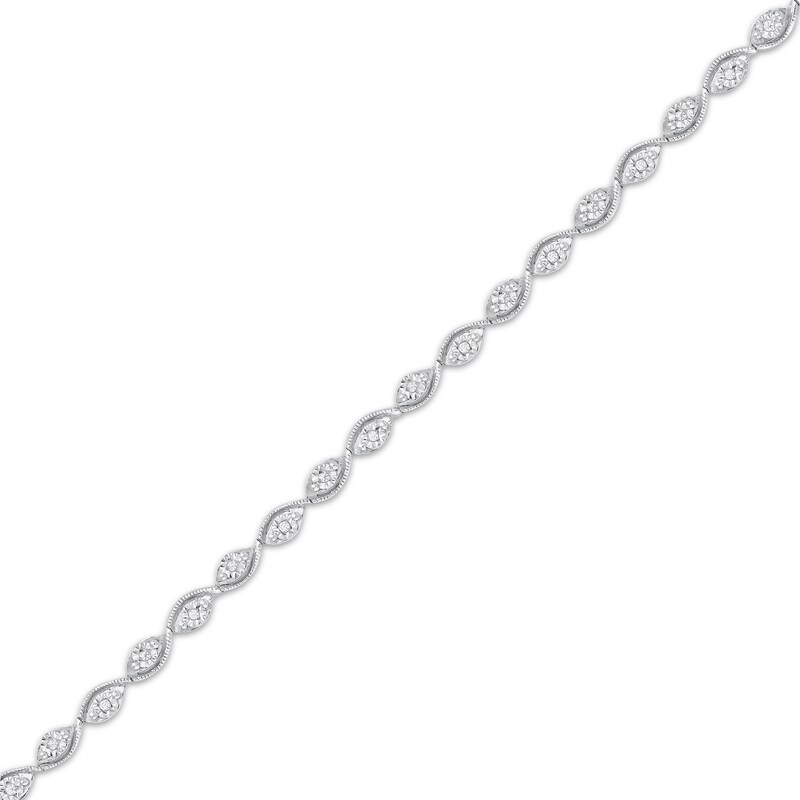 Diamond Marquise Link Bracelet 1/6 ct tw Sterling Silver 7"