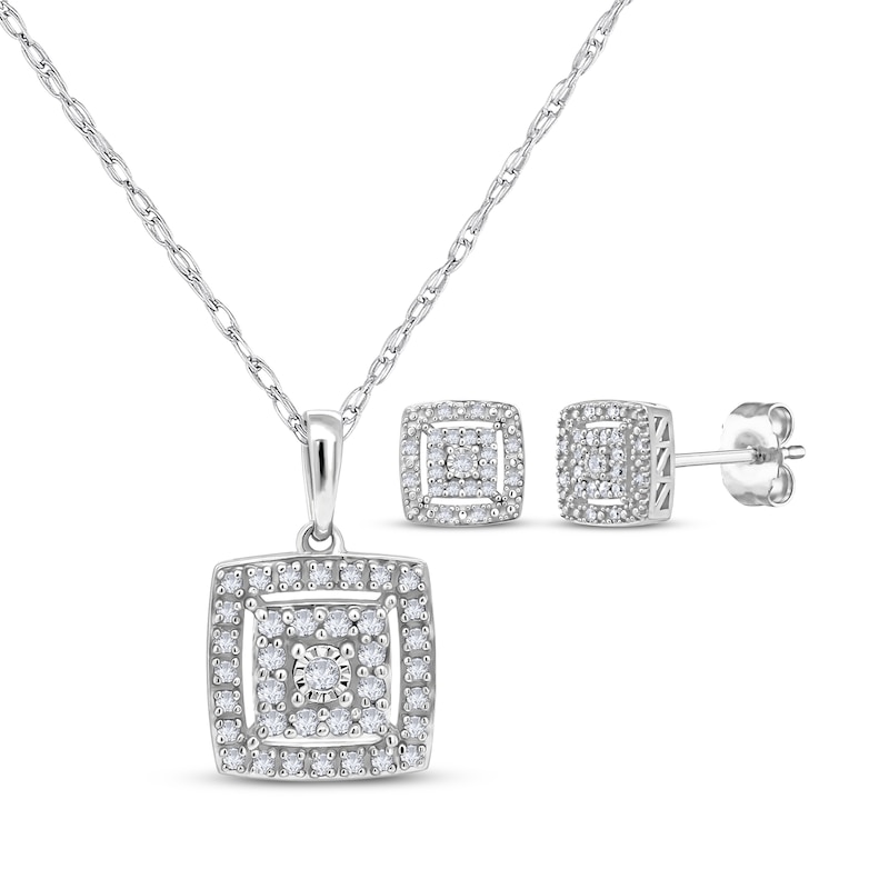 Main Image 1 of Diamond Earrings & Necklace Gift Set 3/8 ct tw Sterling Silver