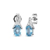 Thumbnail Image 1 of Oval-Cut Swiss Blue Topaz & White Lab-Created Sapphire Earrings Sterling Silver