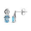 Thumbnail Image 3 of Oval-Cut Swiss Blue Topaz & White Lab-Created Sapphire Earrings Sterling Silver