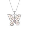 Thumbnail Image 1 of Multi-Shape Lab-Created Opal & Pink Lab-Created Sapphire Butterfly Necklace Sterling Silver 18"