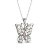 Thumbnail Image 2 of Multi-Shape Lab-Created Opal & Pink Lab-Created Sapphire Butterfly Necklace Sterling Silver 18"