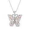 Thumbnail Image 3 of Multi-Shape Lab-Created Opal & Pink Lab-Created Sapphire Butterfly Necklace Sterling Silver 18"