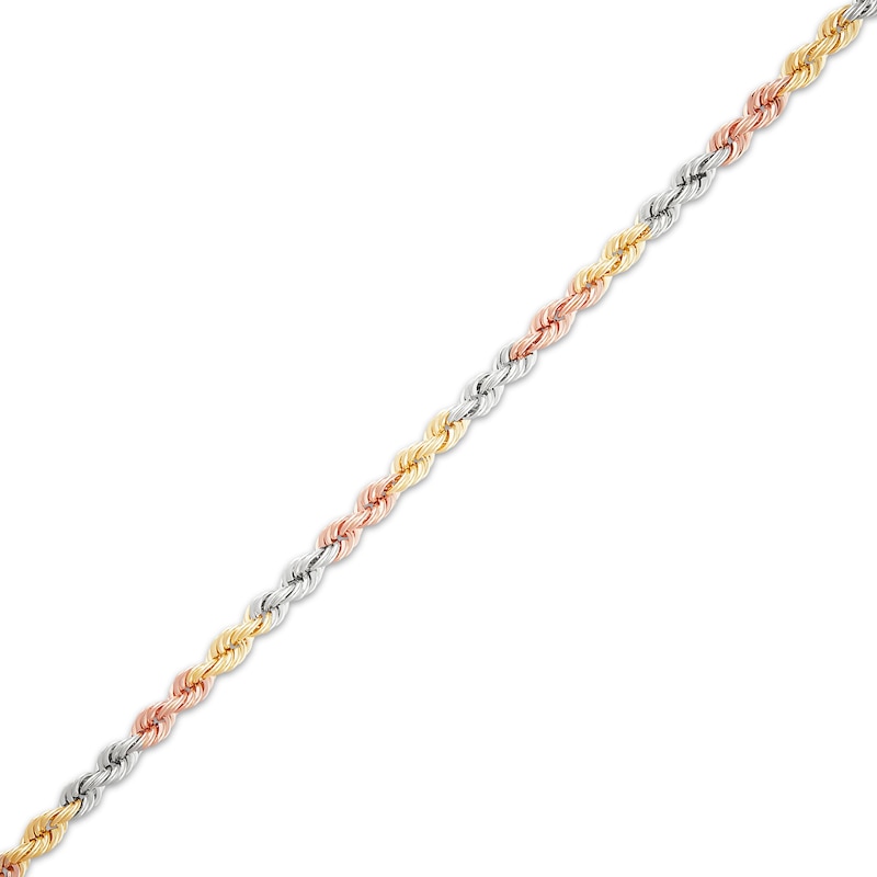 Main Image 2 of Rope Chain Necklace 3mm Solid 14K Tri-Tone Gold 22"