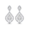 Thumbnail Image 2 of Pear & Marquise-Cut White Lab-Created Sapphire Marquise Frame Dangle Earrings Sterling Silver