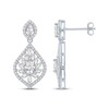 Thumbnail Image 3 of Pear & Marquise-Cut White Lab-Created Sapphire Marquise Frame Dangle Earrings Sterling Silver