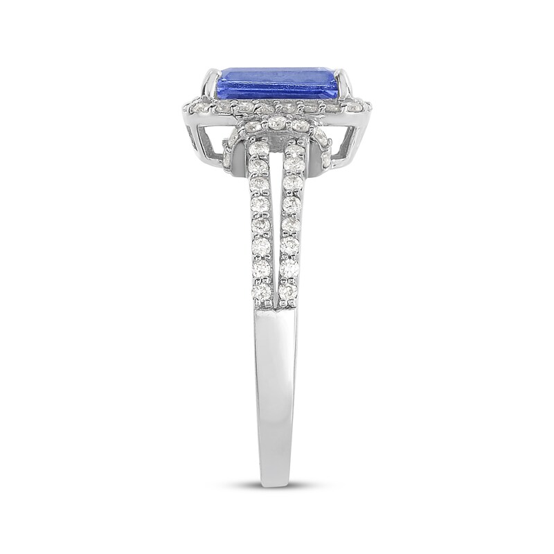 Main Image 2 of Octagon-Cut Blue Lab-Created Sapphire & White Lab-Created Sapphire Ring Sterling Silver