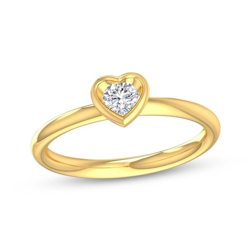 Main Image 1 of Adore Round-Cut Diamond Solitaire Heart-Shaped Frame Engagement Ring 1/5 ct tw 14K Yellow Gold (I/I2)