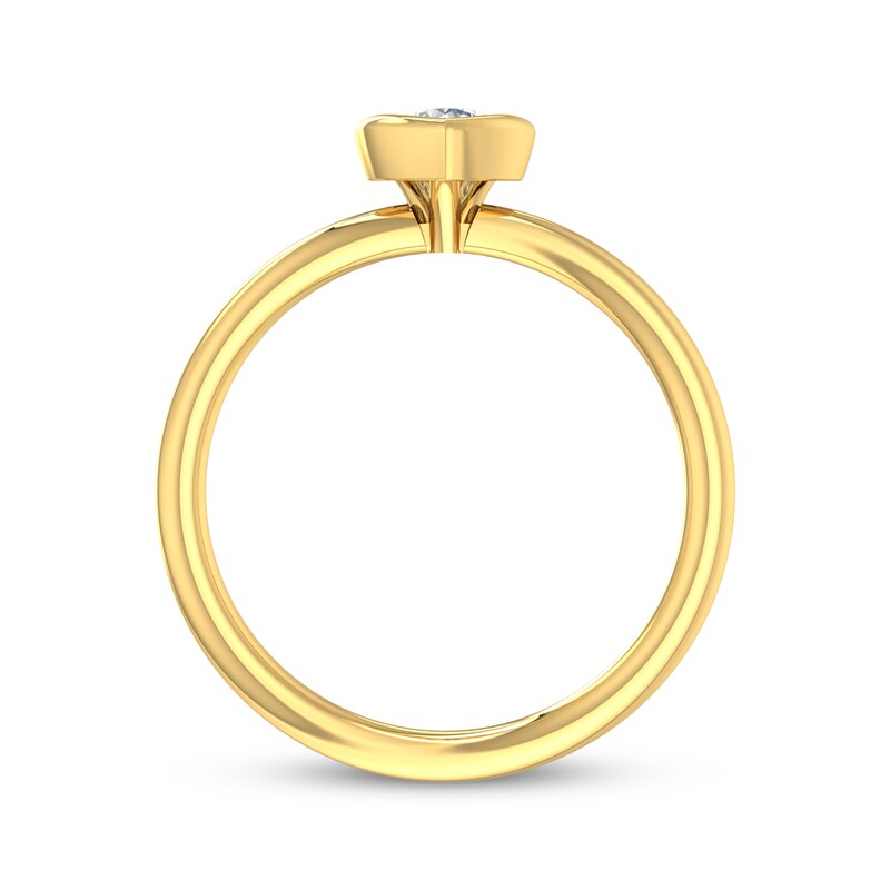 Main Image 3 of Adore Round-Cut Diamond Solitaire Heart-Shaped Frame Engagement Ring 1/5 ct tw 14K Yellow Gold (I/I2)