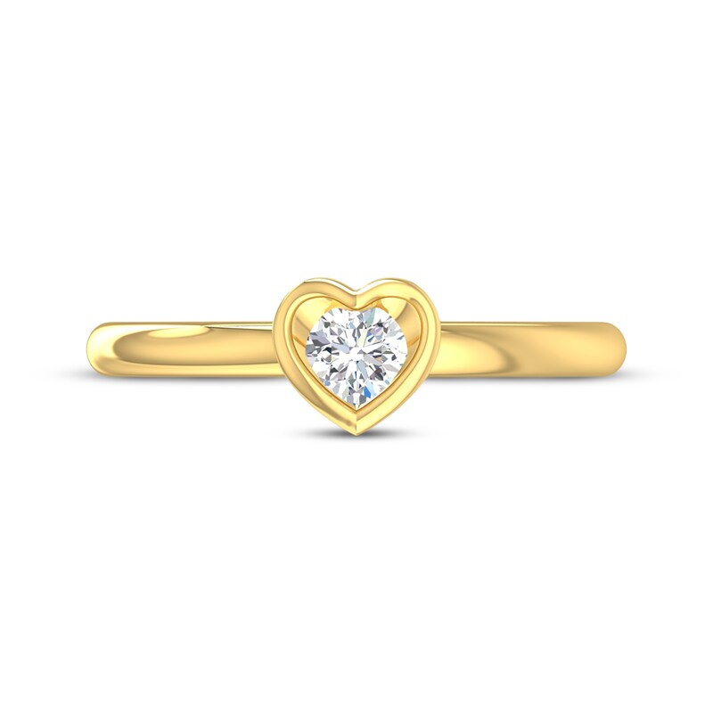 Main Image 4 of Adore Round-Cut Diamond Solitaire Heart-Shaped Frame Engagement Ring 1/5 ct tw 14K Yellow Gold (I/I2)