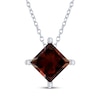 Thumbnail Image 1 of Square-Cut Garnet Solitaire Necklace Sterling Silver 18"