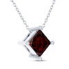 Thumbnail Image 2 of Square-Cut Garnet Solitaire Necklace Sterling Silver 18"