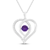 Thumbnail Image 1 of Amethyst & White Lab-Created Sapphire Overlapping Heart Necklace Sterling Silver 18"