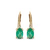 Thumbnail Image 2 of Oval-Cut Emerald & Diamond Accent Drop Earrings 10K Yellow Gold