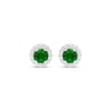 Thumbnail Image 2 of Lab-Created Emerald & White Lab-Created Sapphire Halo Stud Earrings Sterling Silver