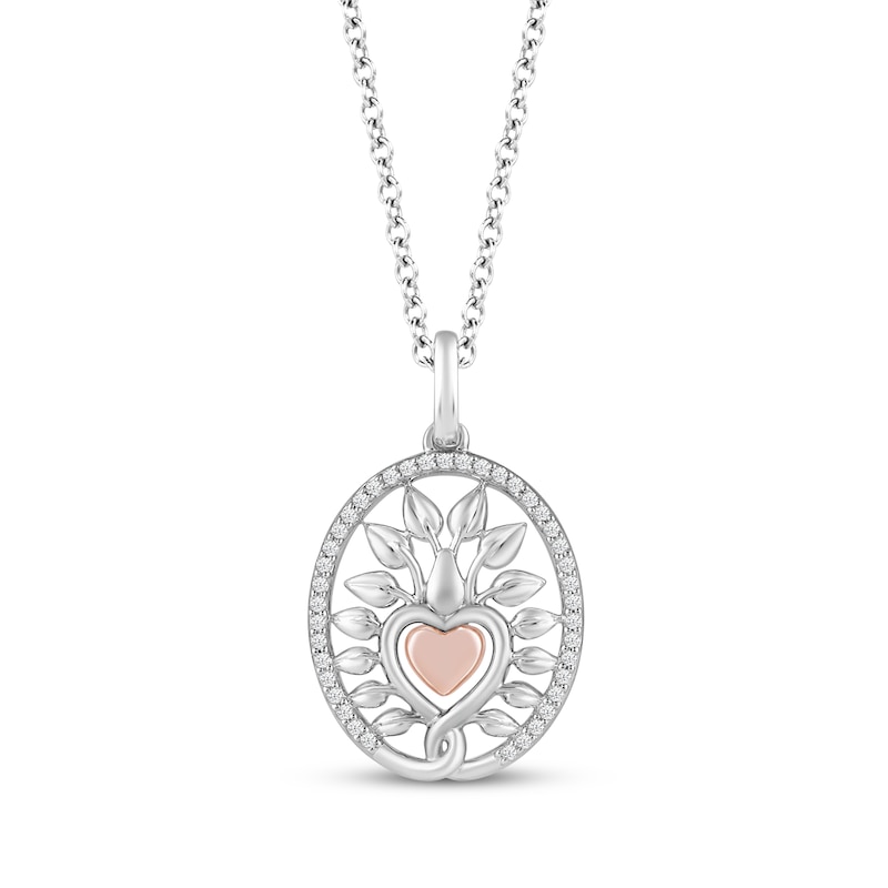 Main Image 1 of Hallmark Diamonds Heart Tree Necklace 1/10 ct tw Sterling Silver & 10K Rose Gold