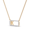 Thumbnail Image 2 of Diamond K Initial Rectangle Necklace 1/10 ct tw 10K Yellow Gold 18"