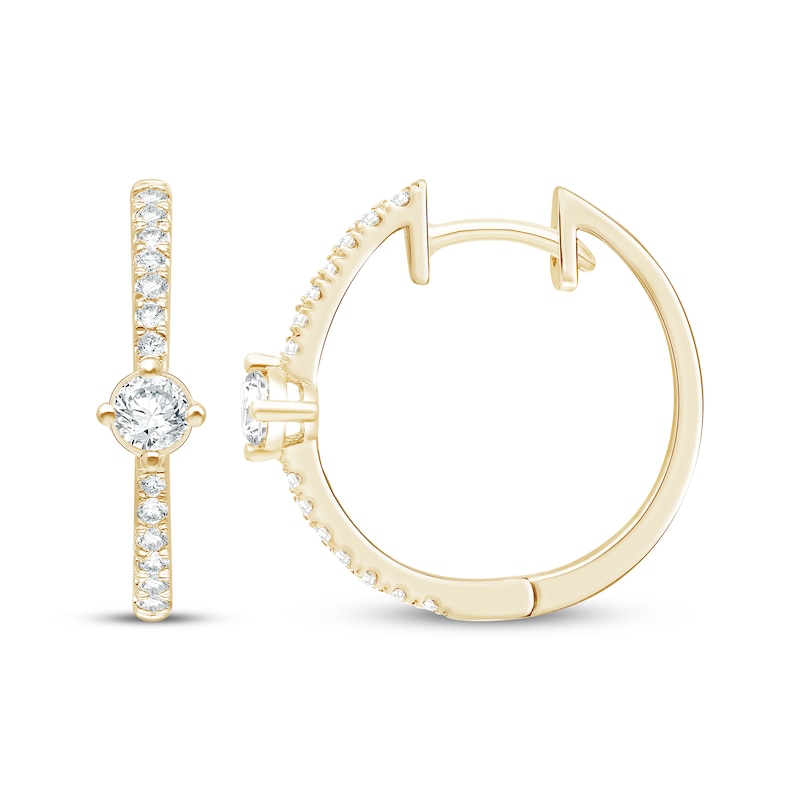 Main Image 1 of KAY Lab-Grown Diamonds Hoop Earrings 1/2 ct tw 14K Yellow Gold