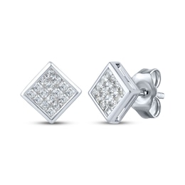 Men's KAY Lab-Grown Square-Cut Multi-Diamond Stud Earrings 1-1/4 ct tw Sterling Silver