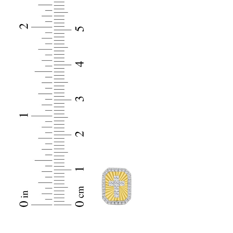Main Image 4 of Men's Diamond Sunray Cross Stud Earrings 1/4 ct tw 10K Yellow Gold