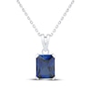 Thumbnail Image 1 of Emerald-Cut Blue Lab-Created Sapphire Solitaire Necklace Sterling Silver 18"