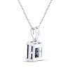 Thumbnail Image 3 of Emerald-Cut Blue Lab-Created Sapphire Solitaire Necklace Sterling Silver 18"