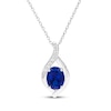 Thumbnail Image 1 of Oval-Cut Blue Lab-Created Sapphire & White Lab-Created Sapphire Necklace Sterling Silver 18"