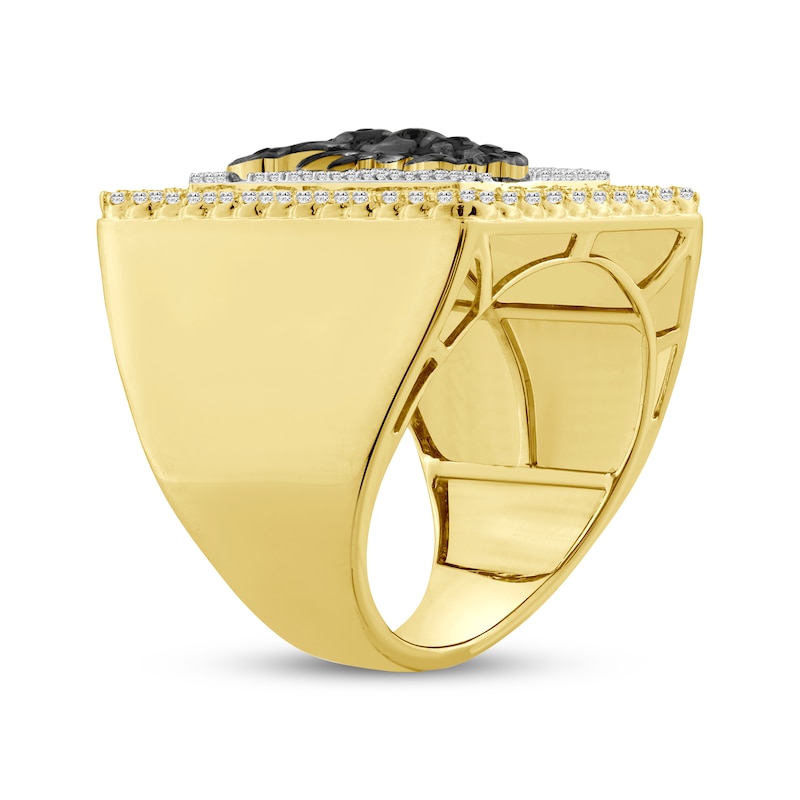Main Image 2 of Men's Black & White Diamond Scorpion Ring 1 ct tw 10K Yellow Gold