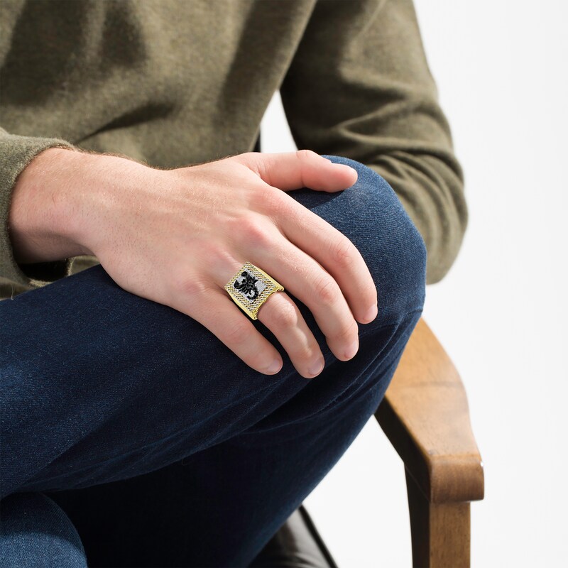 Main Image 3 of Men's Black & White Diamond Scorpion Ring 1 ct tw 10K Yellow Gold