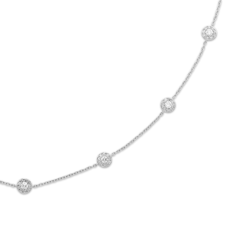 Main Image 2 of Diamond Halo Station Necklace 2 ct tw 14K White Gold 18"