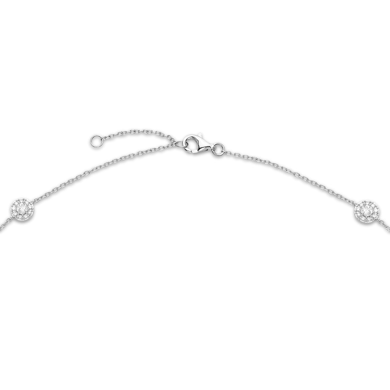 Main Image 3 of Diamond Halo Station Necklace 2 ct tw 14K White Gold 18"